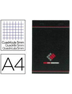 Bloc bureau conquerant sept direction agrafé en tête couverture noir verni 210x297mm 70g 5x5 200pages détachables.