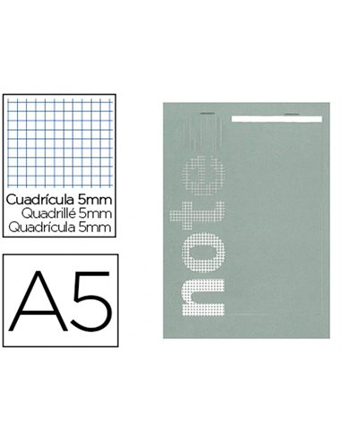 Bloc mémo conquerant sept couverture offset agrafé en tête a5 148x210mm 160 pages 60g 5x5mm.