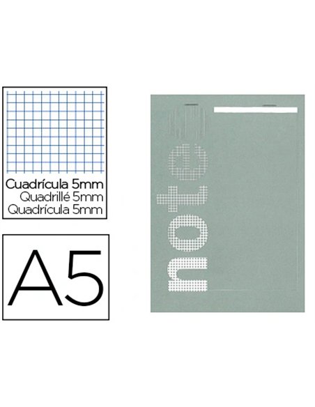 Bloc mémo conquerant sept couverture offset agrafé en tête a5 148x210mm 160 pages 60g 5x5mm.