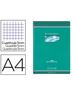 Cahier conquérant sept reliure intégrale couverture offset a4 21x29,7cm 100 pages 70g 5x5mm.