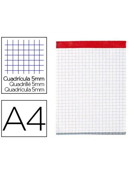 Bloc conquerant sept sans couverture agrafé en tête a4 210x297mm 80feuilles 60g réglure 5x5mm.