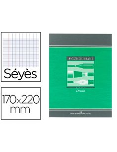 Cahier dessin conquérant sept piqué couverture offset a5+ 17x22cm 16 pages unies 90g.