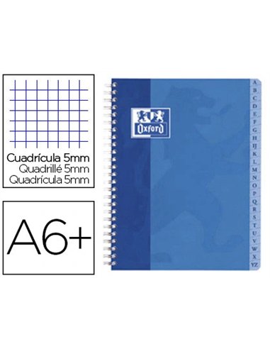 Répertoire oxford reliure intégrale couverture lavable touches plastifiées 110x170mm 100 pages 90g 5x5mm assortis.