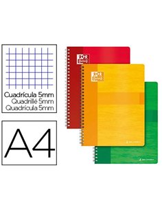 Cahier spirale oxford couverture cartonnée reliure intégrale optik paper a4 21x29,7cm 180 pages 90g 5x5mm 4 trous.