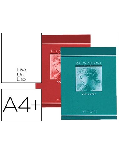 Cahier dessin conquérant sept piqué couverture offset a4+ 24x32cm 16 pages unies 120g.