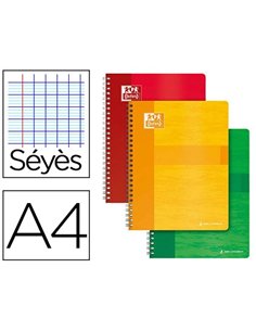 Cahier spirale oxford couverture cartonnée reliure intégrale optik paper a4 21x29,7cm 100 pages 90g séyès.