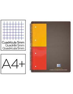 Cahier notebook oxford optik paper couverture rigide a4+ 21x32cm 160 pages 5x5mm feuilles détachables perforées noir.