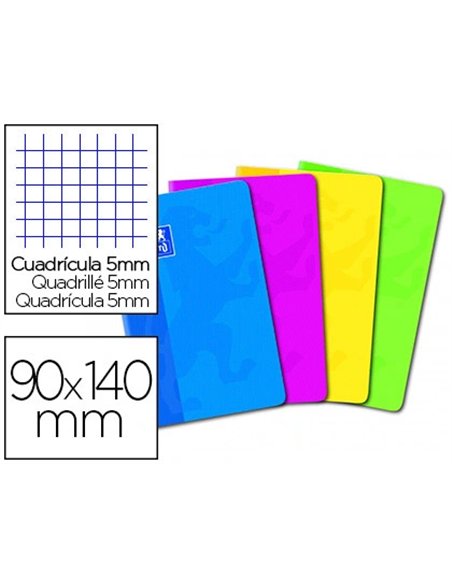 Carnet piqué oxford couverture pelliculée lavable souple 9x14cm 96 pages 90g 5x5mm coloris assortis.