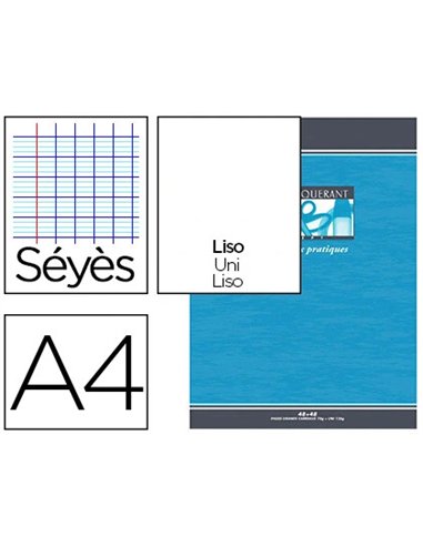 Cahier travaux pratiques piqué conquérant sept couverture offset a4 21x29,7cm 96 pages 70g 48 séyès/48 unies dessin 120g.