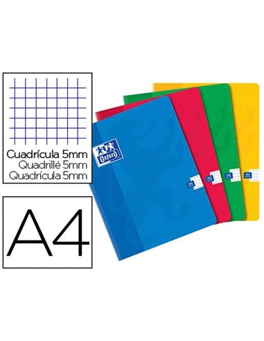 Cahier oxford brochure souple optik paper couverture pelliculée lavable a4 21x29,7cm 192 pages 90g 5x5mm.