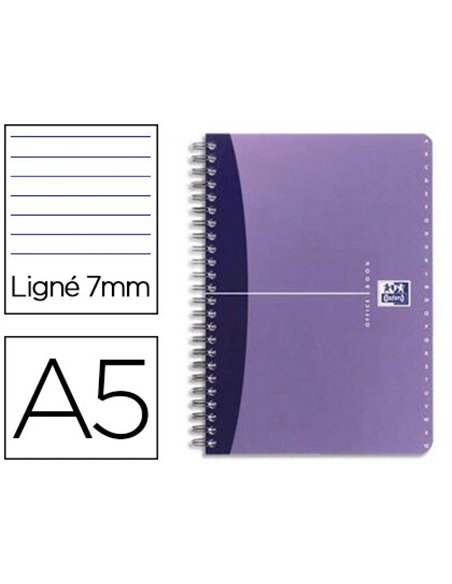 Répertoire oxford reliure intégrale couverture pelliculée lavable polypropylène a5 148x210mm 180 pages ligné 7mm.