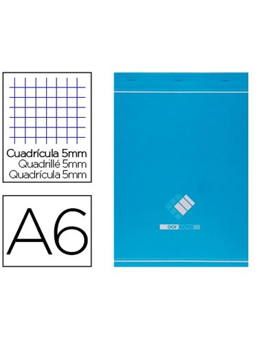 Bloc agrafé conquerant sept a6 10,5x14,8cm couverture pellicullée 100feurilles détachables 60g 5x5mm coloris blanc.
