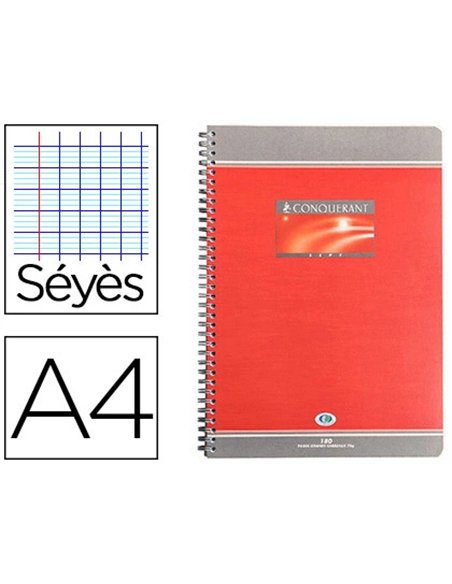 Cahier conquérant sept reliure intégrale couverture offset a4 21x29,7cm 180 pages 70g séyès.