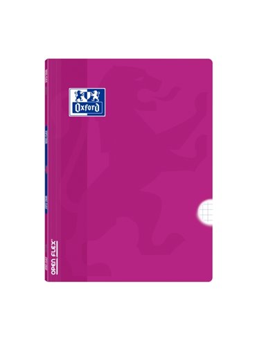 Cahier agrafé Oxford School Classic Openflex A4 48 feuilles quadrillé 4x4 avec marges - Couverture plastique translucide - Idéal