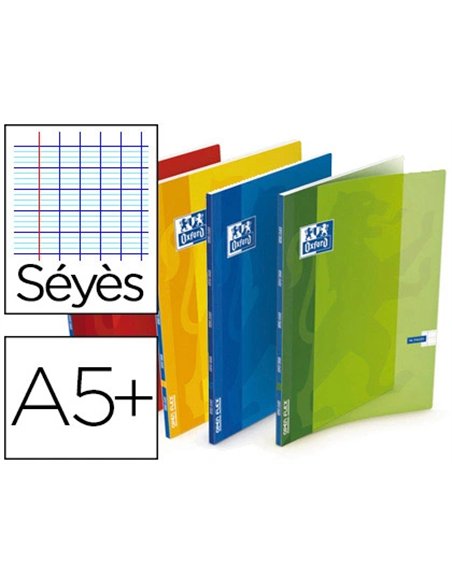 Cahier piqué oxford openflex couverture polypropylène transparente rainurée 17x22cm 96 pages séyès page de garde.