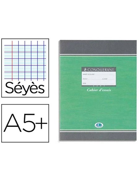 Cahier essais piqué conquérant sept couverture offset tables de calcul 17x22cm 96 pages 60g.
