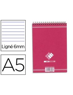 Bloc bureau conquerant sept a5 reliure intégrale 148x210mm 180pages 60g ligné coloris cerise.