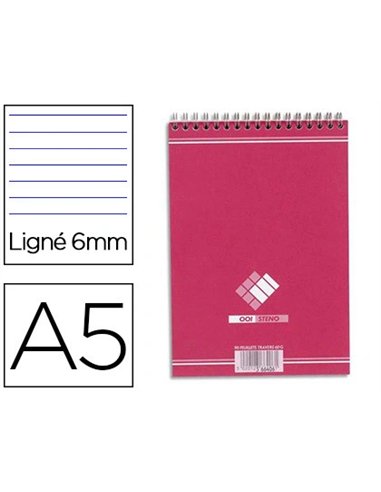 Bloc bureau conquerant sept a5 reliure intégrale 148x210mm 180pages 60g ligné coloris cerise.