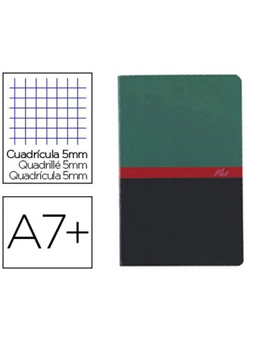 Carnet piqué conquérant sept papier surfin 70g couverture carte couchée vernie 250g 9x14cm 96 pages 5x5mm.