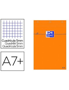 Bloc bureau oxford a7+ papier vélin surfin agrafé en tête couverture enveloppante 85x120mm 80f 80g 5x5mm orange.