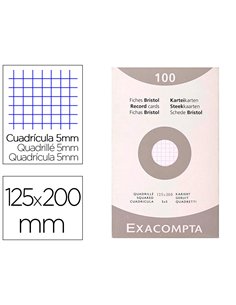 Etui 100 fiches exacompta bristol quadrillee 5x5 non perforee blanc 125x200mm.