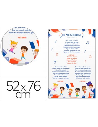 Poster pedagogique la marseillaise enfant bouchut grandremy pellicule effacable a sec 52x76cm.