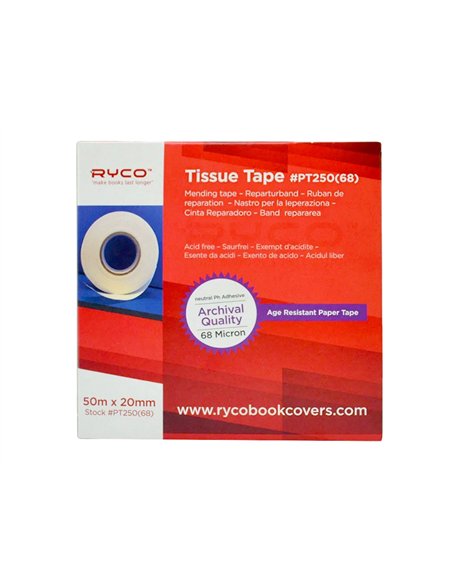 Ruban réparation ryco adhésif opaque extra blanc 680 microns dévidoir 50mx20mm.