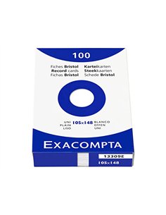 Etui 100 fiches exacompta bristol uni non perforee blanc 105x148mm. 2
