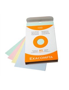 Etui 100 fiches exacompta bristol quadrillee 5x5 non perforee assortis 148x210mm. 2