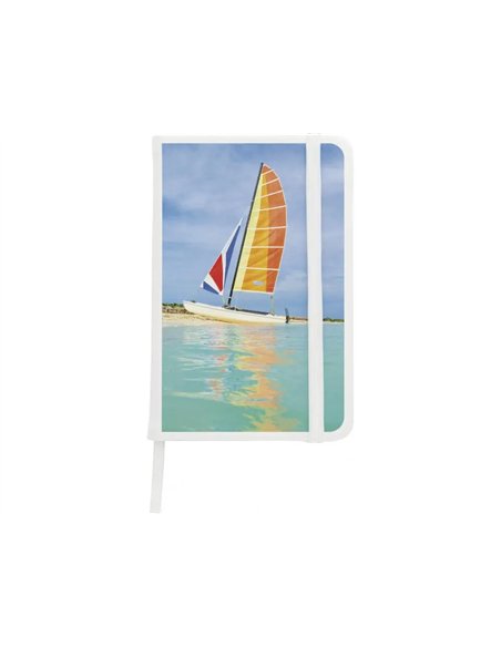 Carnet lavigne polyurethane blanc elastique 210x142mm quadricolor.