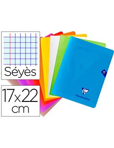 Cahier pique clairefontaine mimesys couverture poylpropylene 17x22cm 48 pages 90g seyes coloris assortis.