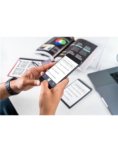 Bloc-notes connecte bic mini rocketbook core reutilisable a6 48p avec stylo et serviette microfibre coloris.