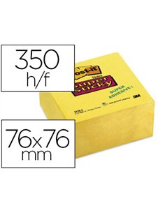 Bloc-notes post-it cube super sticky 76x76mm 350f repositionnables adhésif renforcé coloris jaune 2028-s.