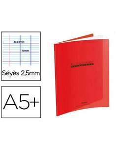 Cahier piqué conquérant écriture couverture plastique souple a5+ 17x22cm 32 pages 90g séyès 2.5mm 2 coloris orange.