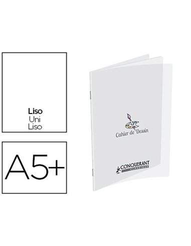 Cahier dessin oxford couverture polypropylène transparent a5+ 17x22cm 32 pages papier dessin uni.