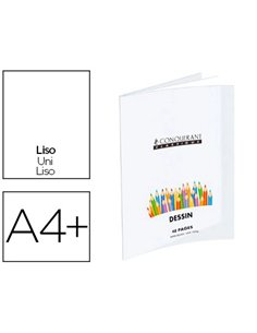 Cahier dessin oxford couverture polypropylène transparent a4+ 24x32cm 48 pages papier dessin uni.