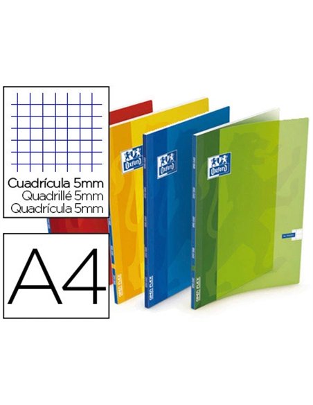 Cahier piqué oxford openflex couverture polypropylène transparente rainurée a4 21x29,7cm 96 pages 5x5mm page de garde.