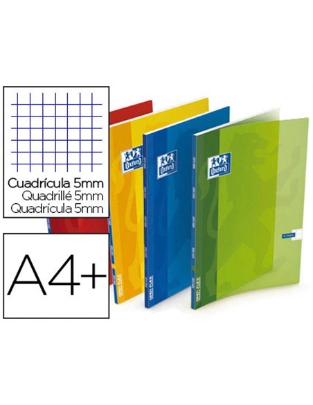 Cahier piqué oxford openflex couverture polypropylène transparente rainurée a4+ 24x32cm 96 pages 5x5mm page de garde.
