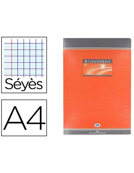 Cahier piqué conquérant sept couverture offset a4 21x29,7cm 96 pages 70g séyès.