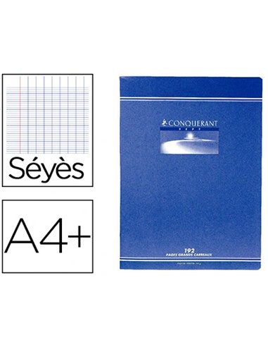Cahier piqué conquérant sept couverture offset a4+ 24x32cm 192 pages 70g séyès.