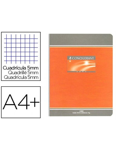 Cahier piqué conquérant sept couverture offset a4+ 24x32cm 192 pages 70g 5x5.