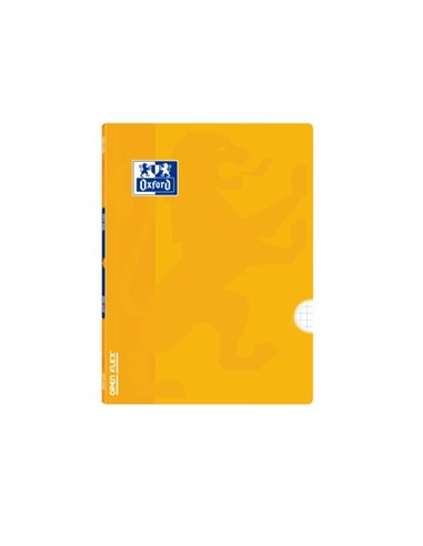 Cahier agrafé Oxford School Classic Openflex A5+, 48 feuilles, quadrillé 4x4 avec marges, couverture plastique translucide, idéa
