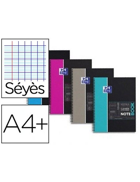 Bloc oxford notebook reliure intégrale couverture carton extra-rigide a4+ 245x310mm 160 pages 90g séyès 4 trous.