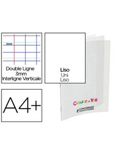 Cahier vie agrafé conquérant classique couverture polypropylène a4+ 24x32cm 96 pages 48 lignées 10mm/48 unies 90g.