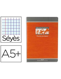 Cahier travaux pratiques piqué conquérant sept couverture offset a5+ 17x22cm 64 pages 70g 32 séyès/32 unies.