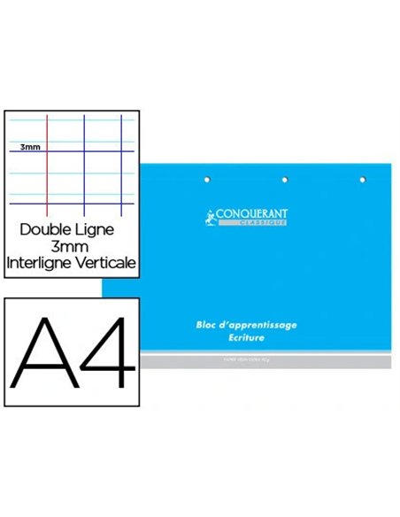 Bloc conquérant a4 classique apprentissage écriture réglure maternelle 210x297mm 160 pages 90g.