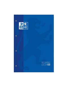 Recharge de cahiers collés Oxford School Classic A4, 80 feuilles, quadrillage 5x5, boîte couleur couverture, couverture bleu mar