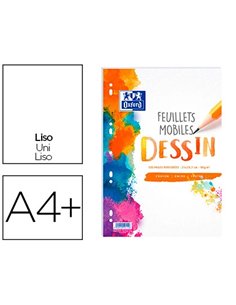 Feuillet mobile oxford a4 210x297mm 100 pages 90gr réglure dessin perforé sous film.