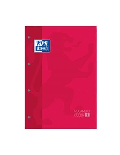 Recharge de cahiers collés Oxford School Classic A4, 80 feuilles, quadrillage 5x5, boîte couleur couverture, couverture rouge