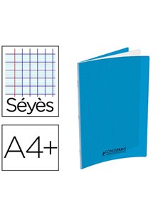 Cahier conquérant polypropylène a4+ 24x32cm 140 pages 90g séyès coloris bleu.